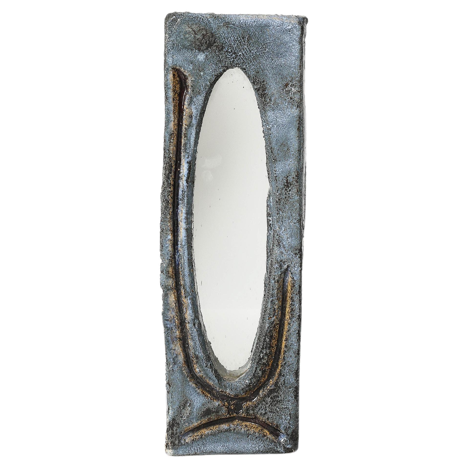 Glazed Ceramic Wall Mirror, Vallauris, France, c. 1960