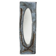 Espejo de pared de cerámica esmaltada, Vallauris, Francia, c. 1960