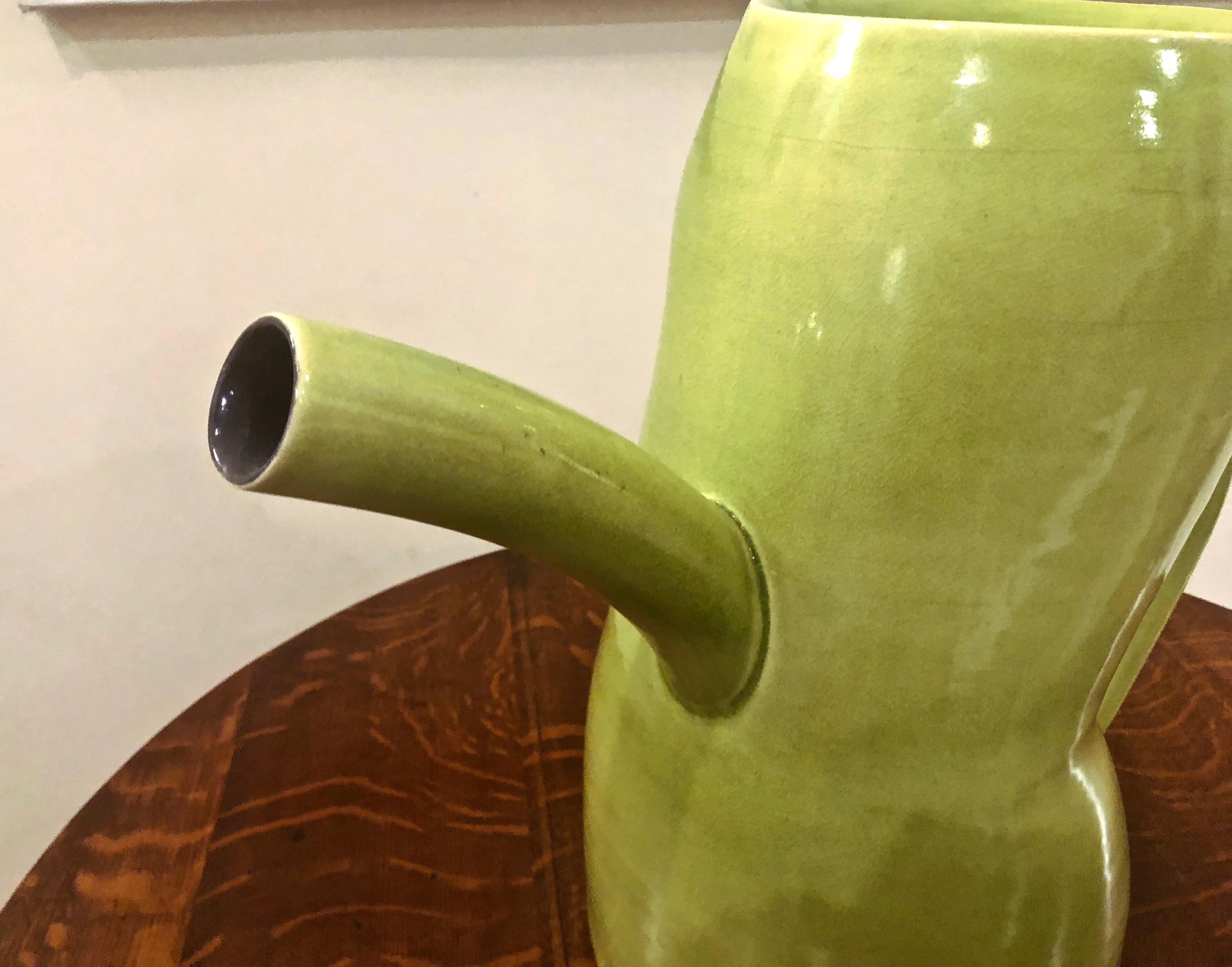 Glazed Ceramic Watering Pitcher Sculpture by Jamie Walker, USA, 1990 In Good Condition In Jersey City, NJ