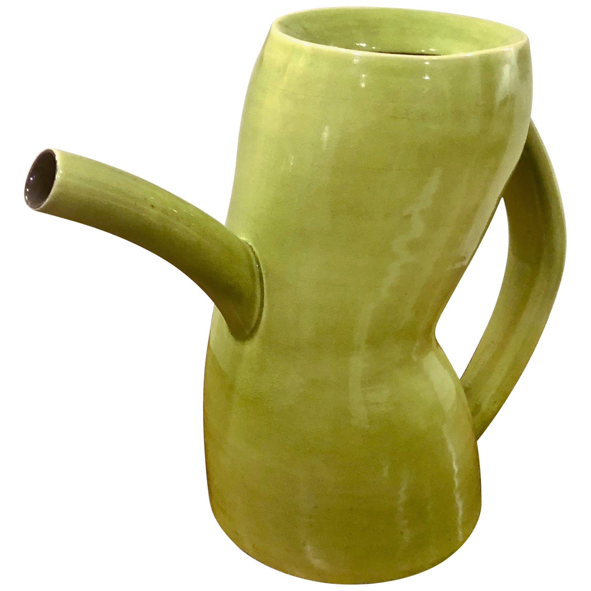 Glazed Ceramic Watering Pitcher Sculpture by Jamie Walker, USA, 1990