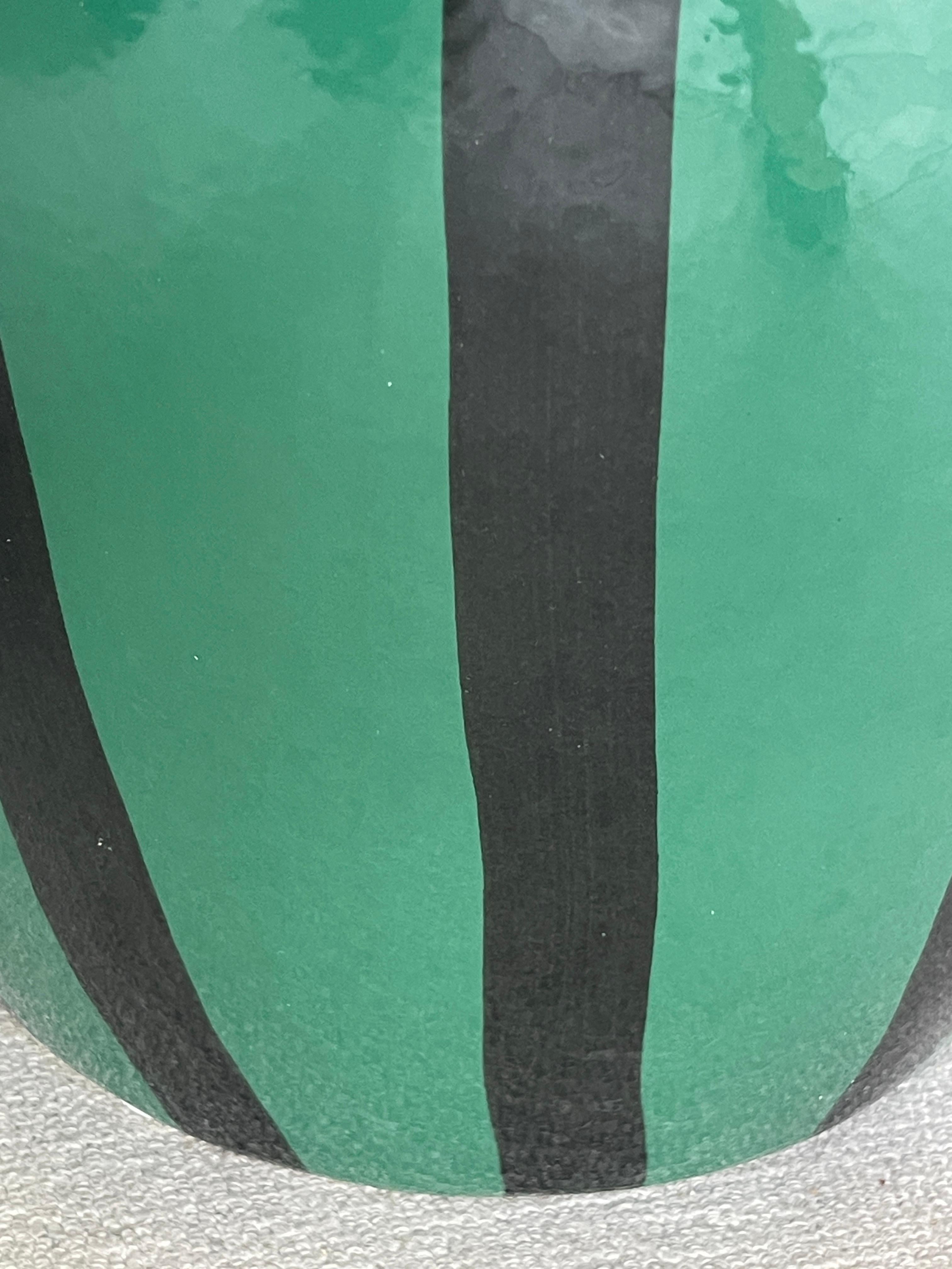 Glazed Ceramic Watermelon Garden Stools - A Pair For Sale 2