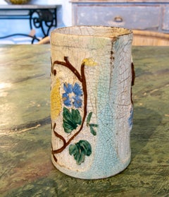 Glazed Ceramic Wine Jug with Monk Decoration