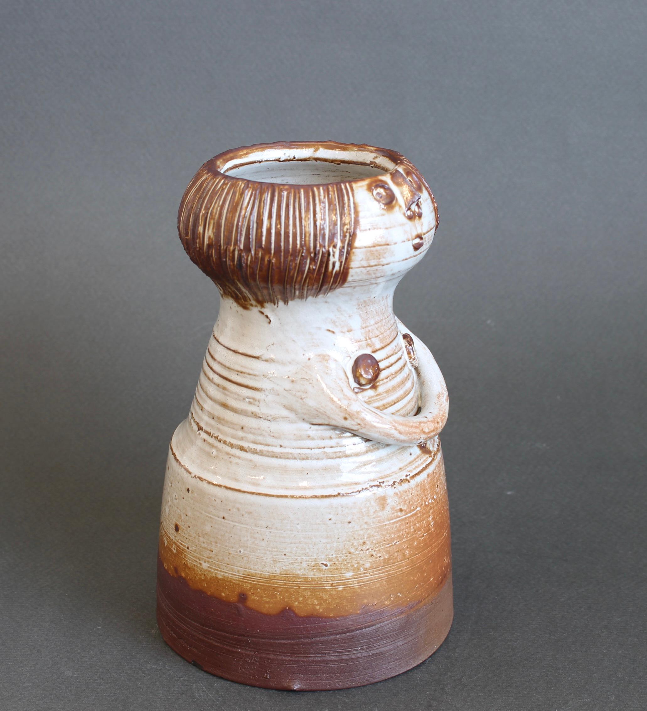 Jarrón de cerámica esmaltada Figura de mujer de Jacques Pouchain - Atelier Dieulefit en venta 1