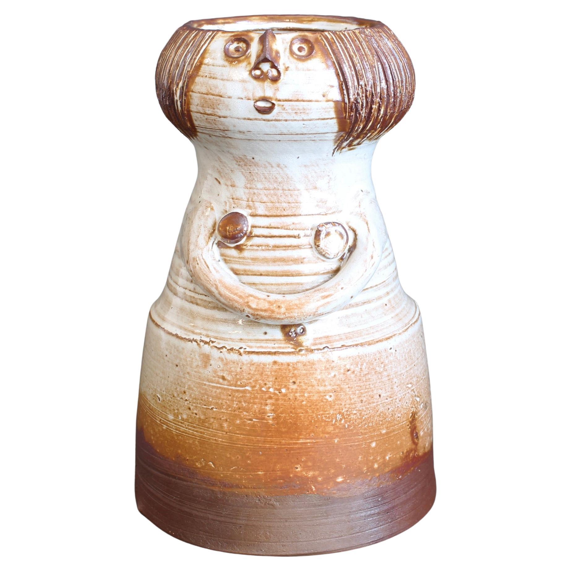 Jarrón de cerámica esmaltada Figura de mujer de Jacques Pouchain - Atelier Dieulefit en venta