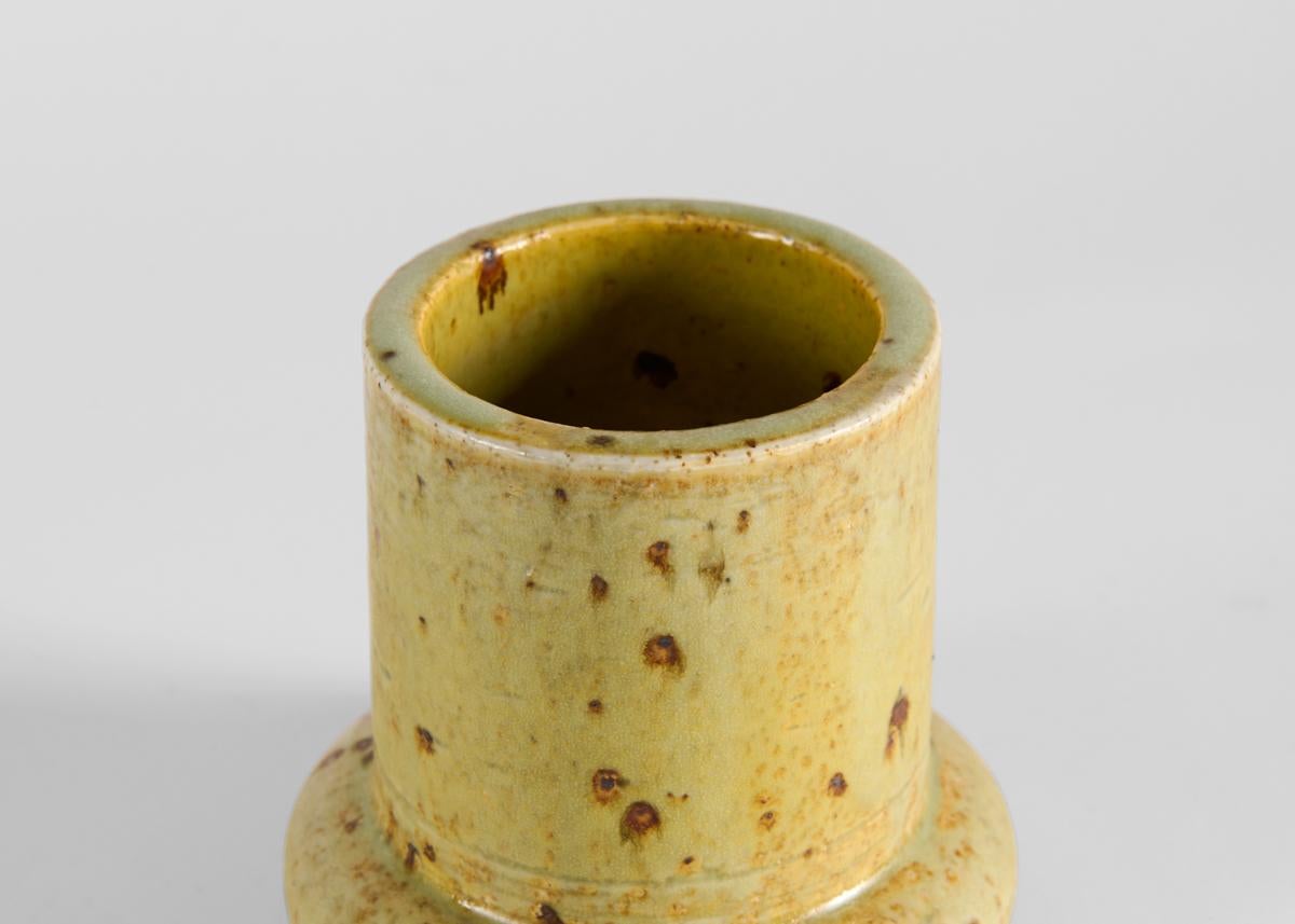 Mid-Century Modern Glazed Ceramic Yellow Vase, Marianne Westman for Rorstrand, Sweden, 1960s For Sale