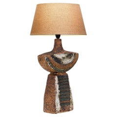 Glazed Chamotte Stoneware Table Lamp, Europe 1970s