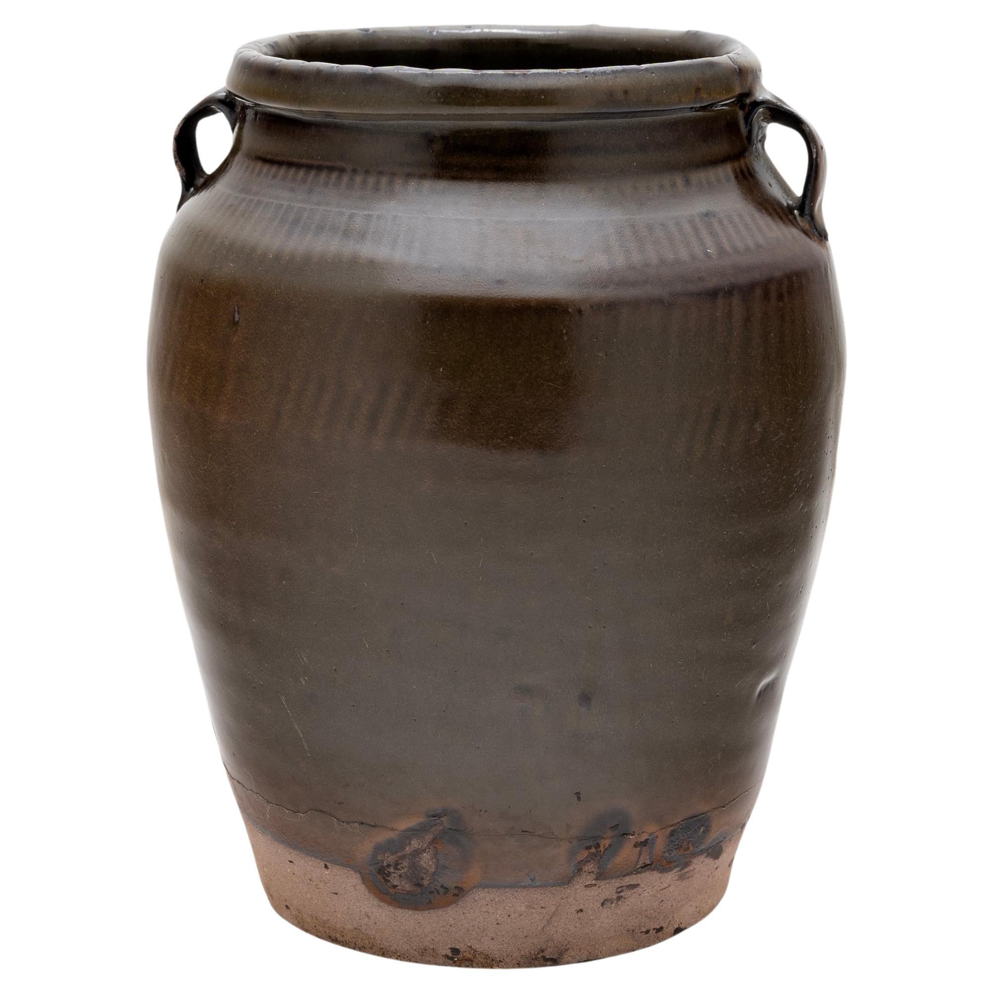 Glazed Chinese Kitchen Jar, c. 1900 For Sale