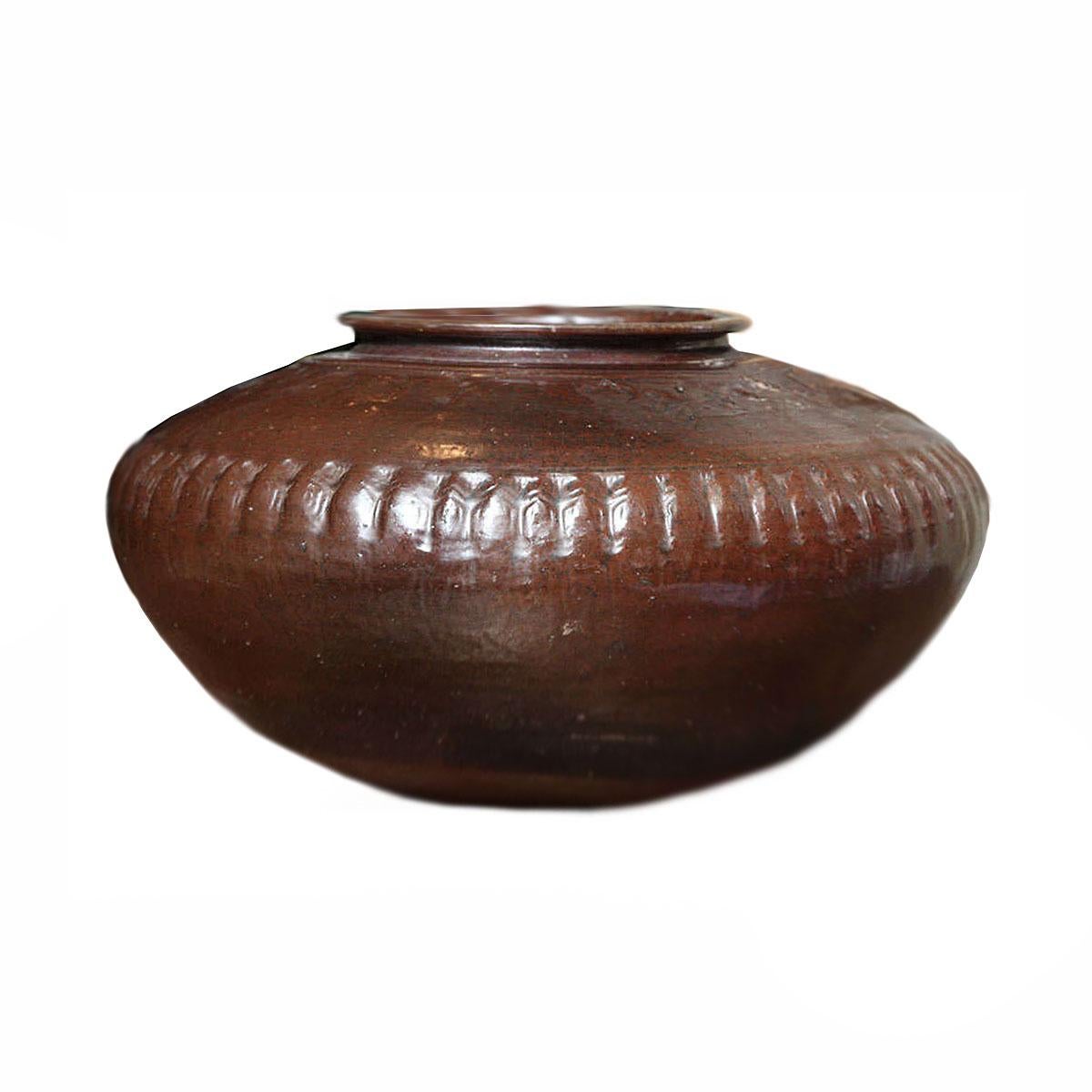 Arts and Crafts Glazed Clay Pot from India, Mid-20th Century For Sale