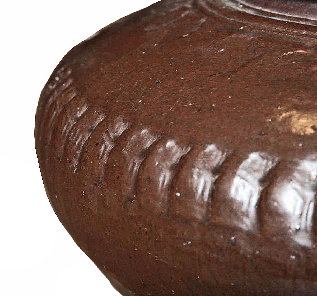 Indian Glazed Clay Pot from India, Mid-20th Century For Sale