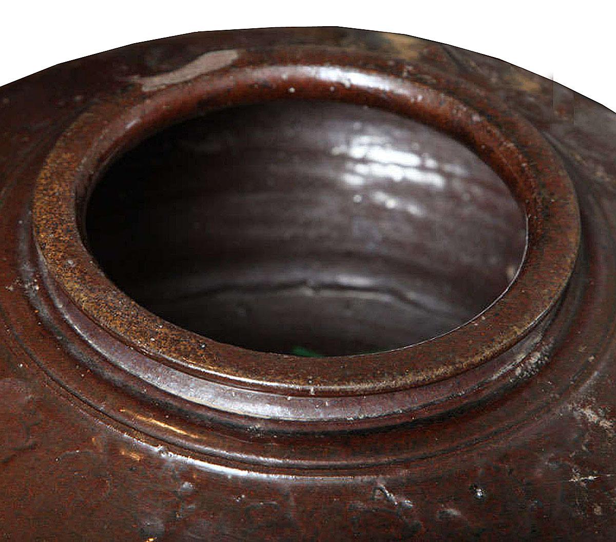 Glazed Clay Pot from India, Mid-20th Century In Good Condition For Sale In New York, NY