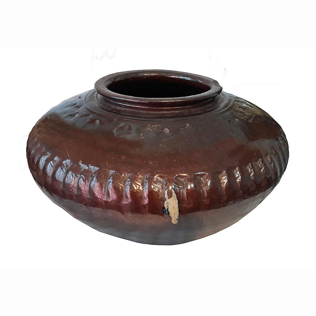 Glazed Clay Pot from India, Mid-20th Century For Sale 3