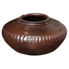 Retro Glazed Clay Pot from India, Mid-20th Century