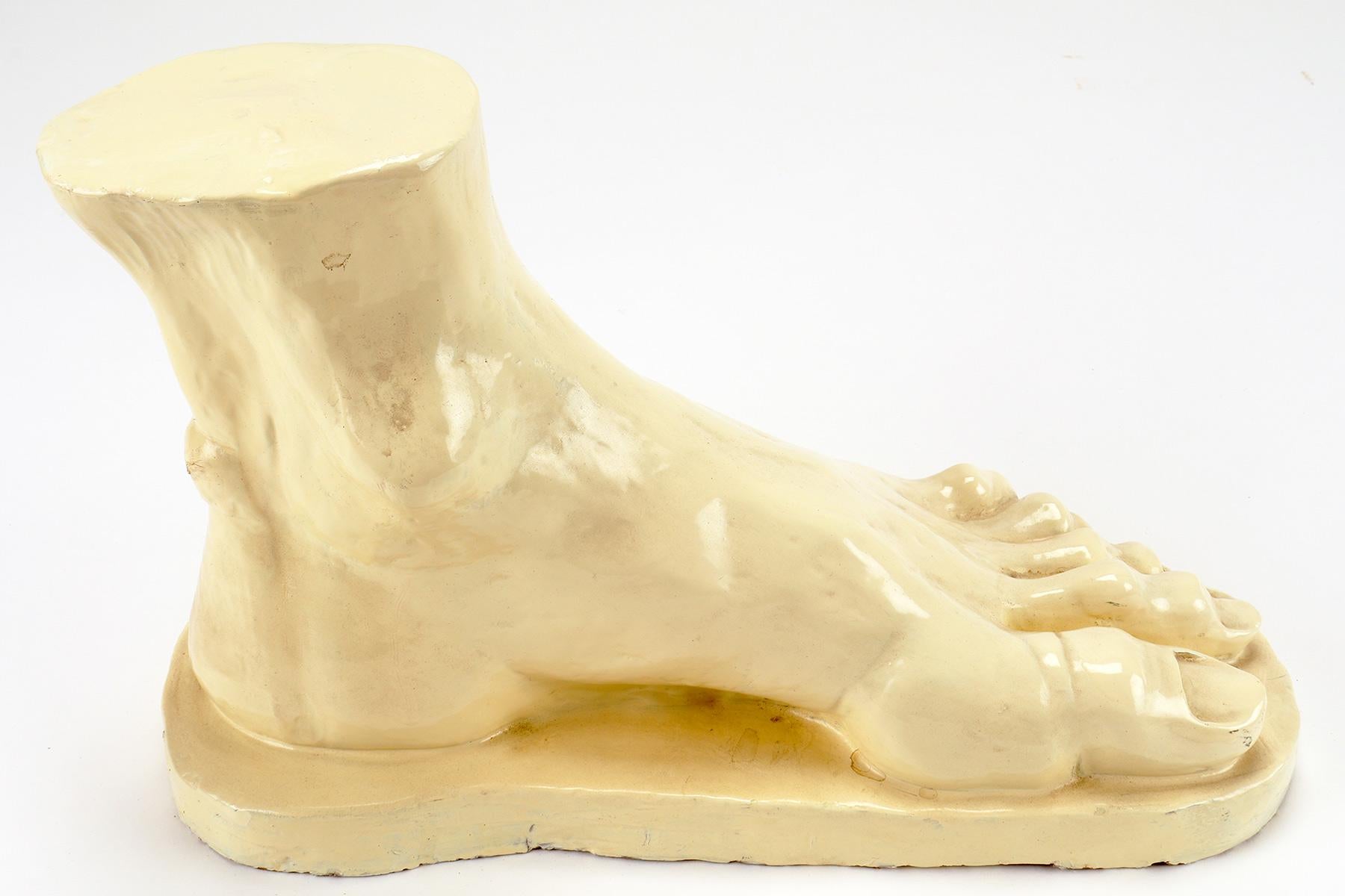 Italian Glazed Clay Sculpture Depicting a Foot, Italy, 1900 For Sale