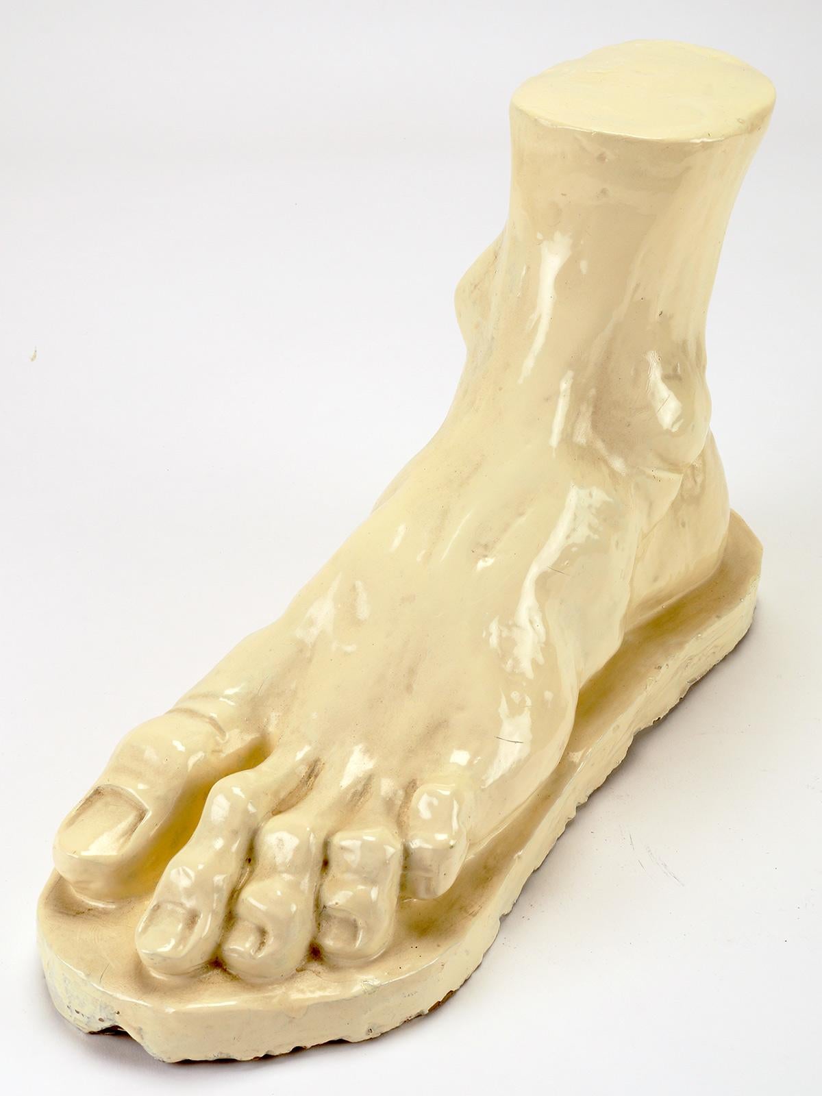 20th Century Glazed Clay Sculpture Depicting a Foot, Italy, 1900 For Sale