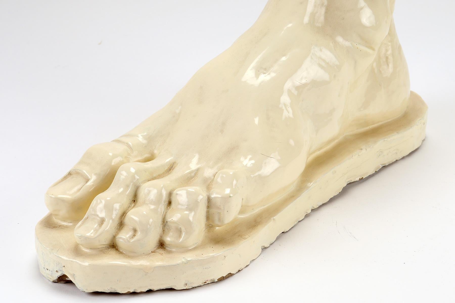 Glazed Clay Sculpture Depicting a Foot, Italy, 1900 For Sale 1