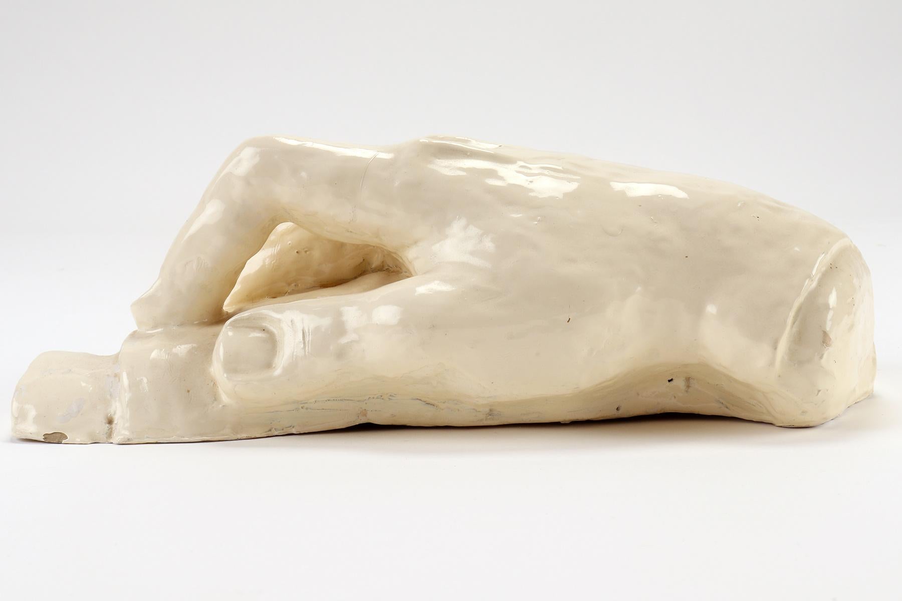 Italian Glazed Clay Sculpture Depicting a Hand, Italy 1900 For Sale