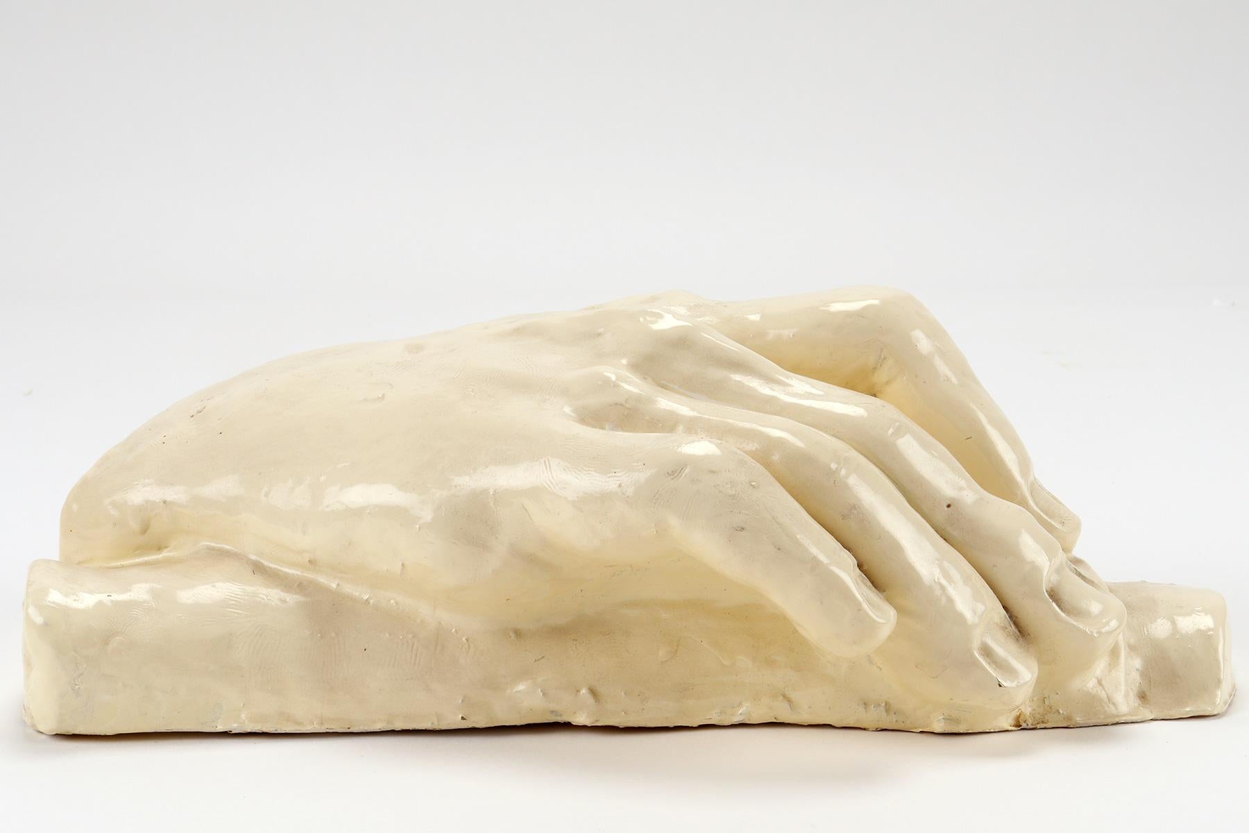 20th Century Glazed Clay Sculpture Depicting a Hand, Italy 1900 For Sale
