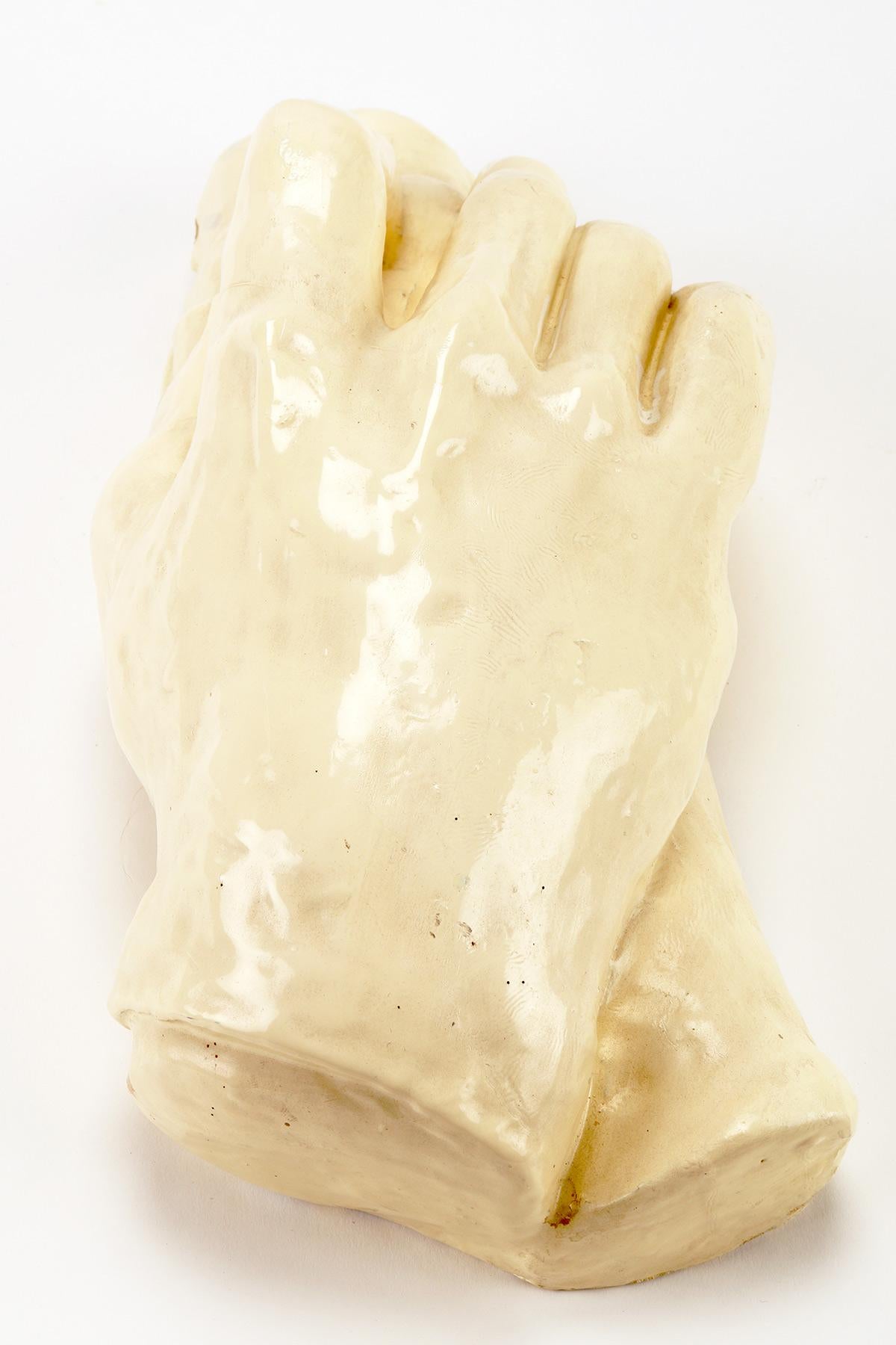 Glazed Clay Sculpture Depicting a Hand, Italy 1900 For Sale 1
