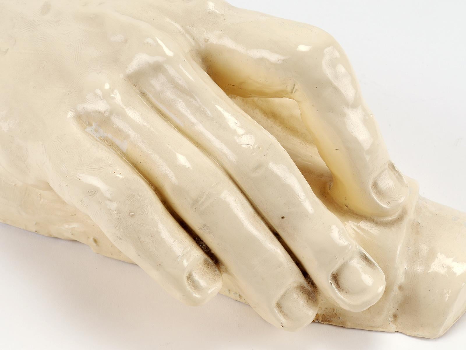 Glazed Clay Sculpture Depicting a Hand, Italy 1900 For Sale 3