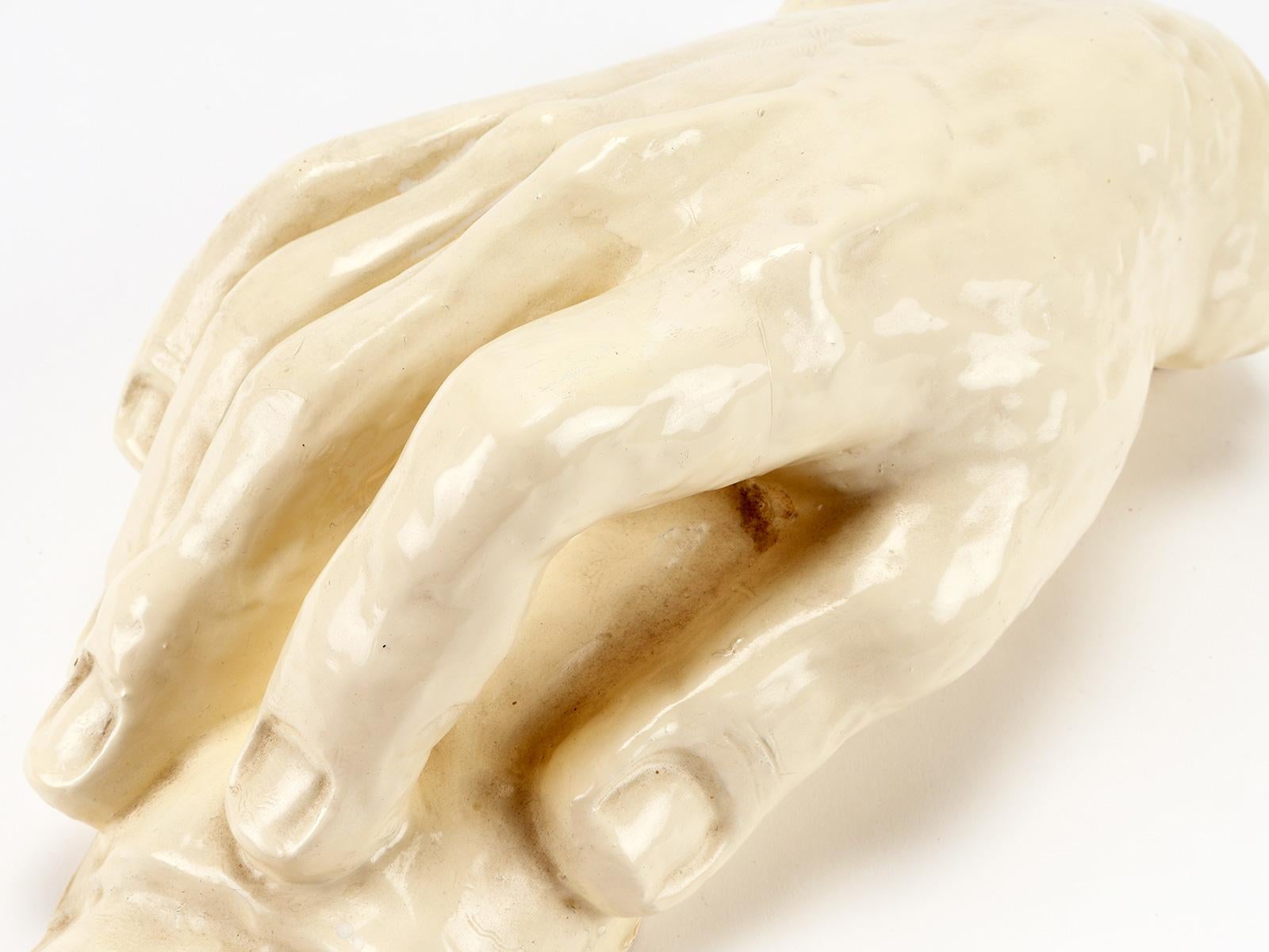 Glazed Clay Sculpture Depicting a Hand, Italy 1900 For Sale 4