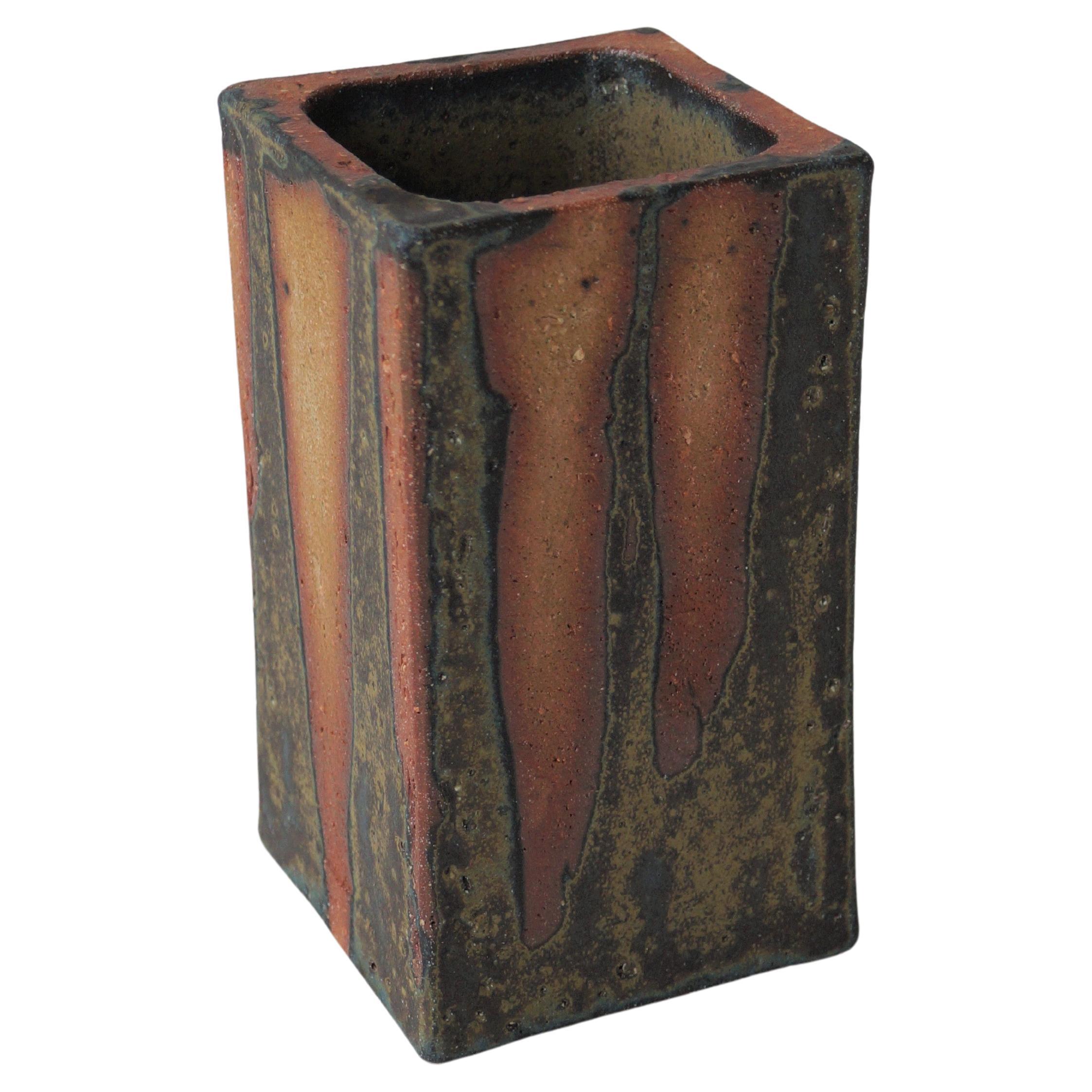 Jan de Rooden glazed clay vase, made in own studio, 2006. Signed and dated. 
This rare piece belongs to one of the last series of artworks created by Jan de Rooden from around 2004 to 2006. 2006 being the last year Jan was active as a ceramist and