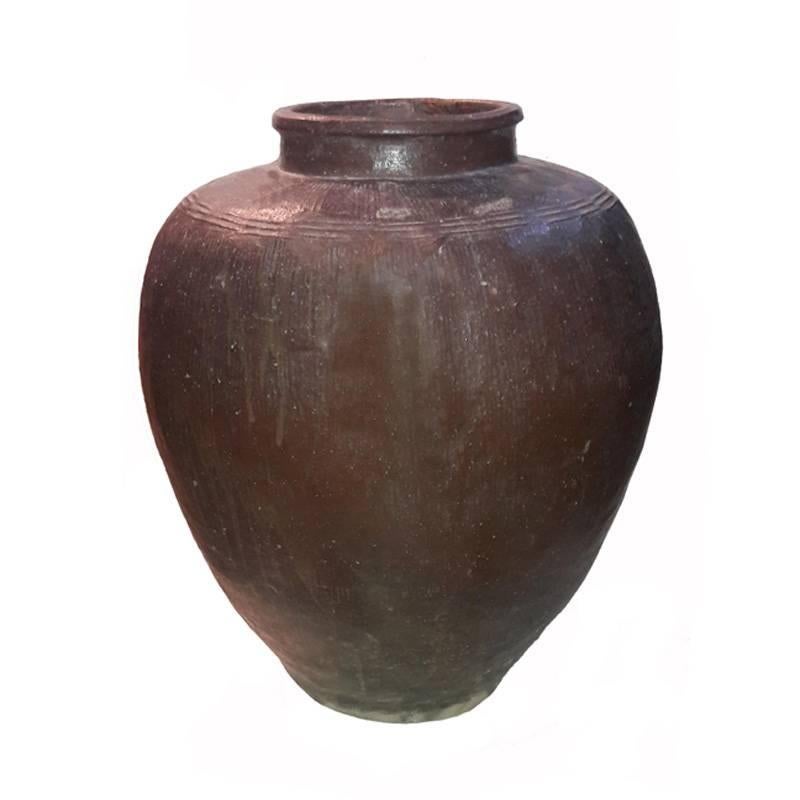 Glazed Clay Vase (Jar) from India In Good Condition In New York, NY