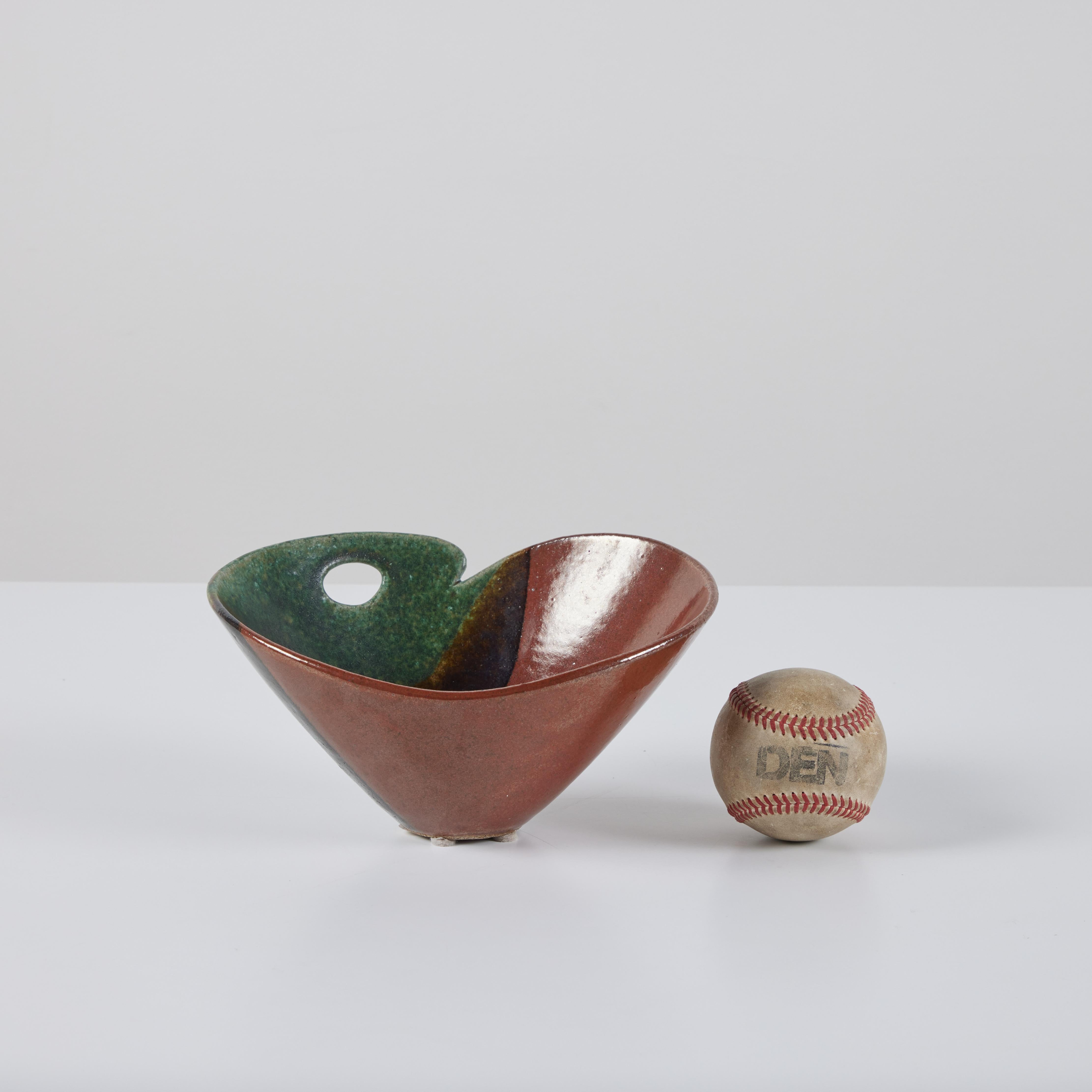 Mid-Century Modern Glazed Earth Tone Studio Ceramic Bowl For Sale