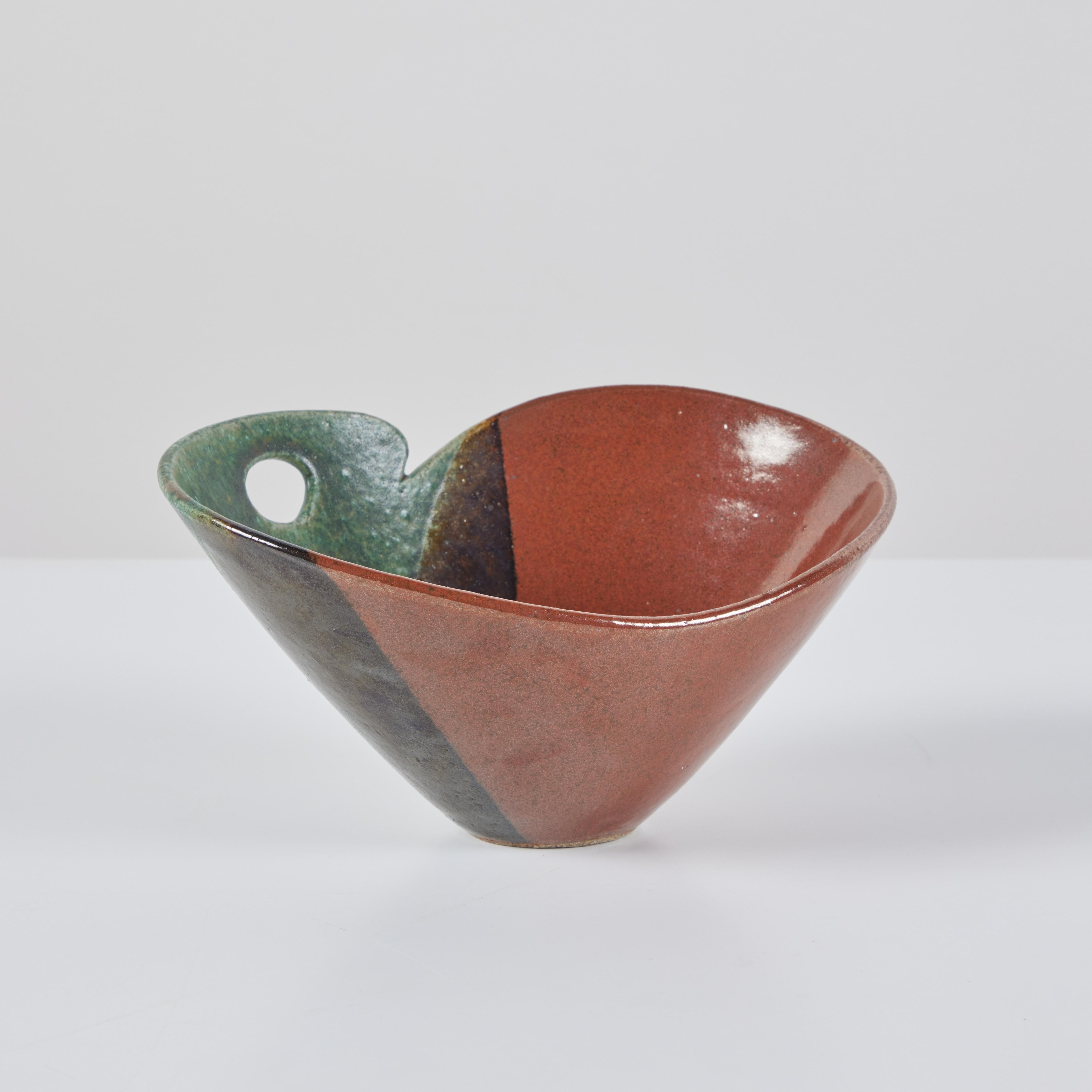 Glazed Earth Tone Studio Ceramic Bowl For Sale 1