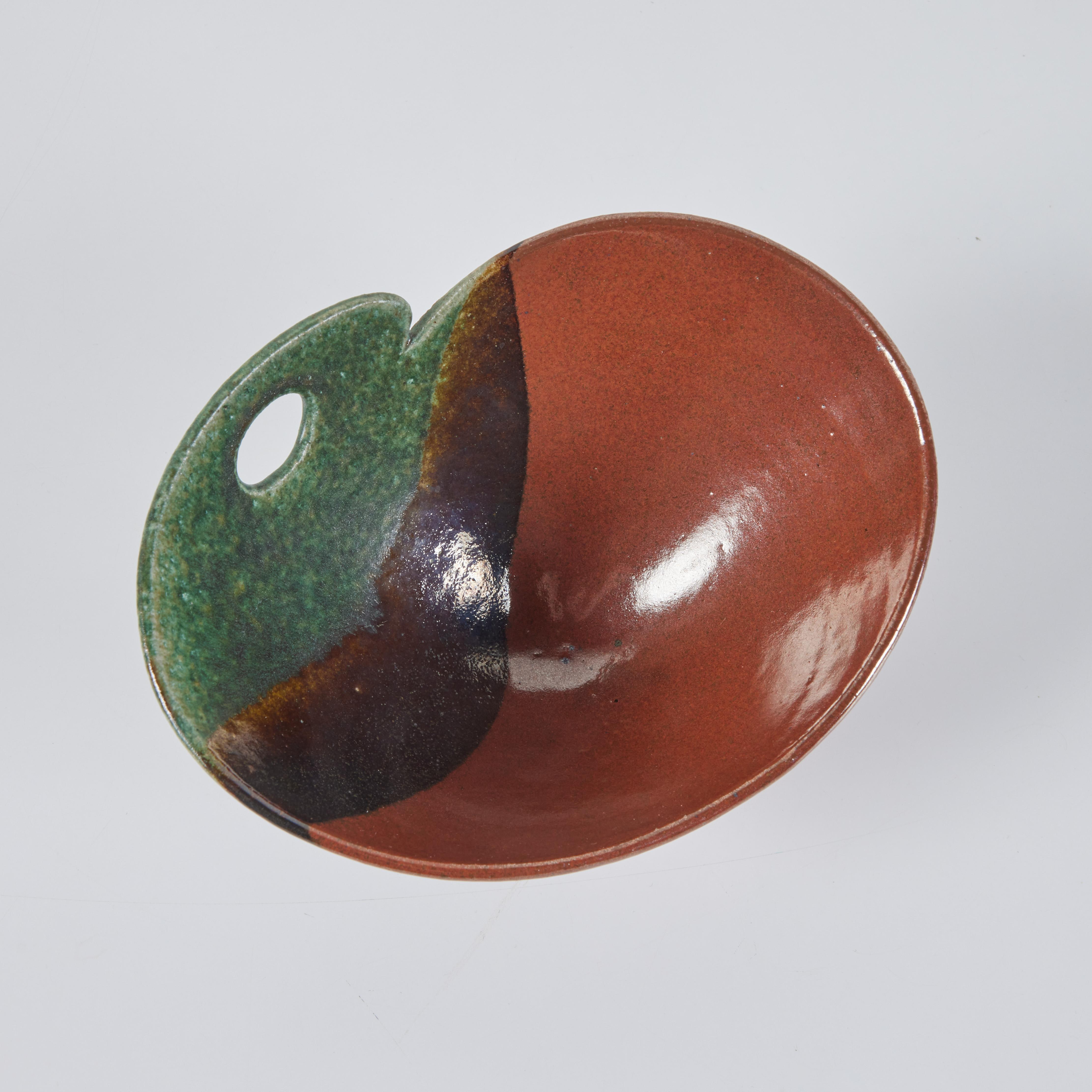 Glazed Earth Tone Studio Ceramic Bowl For Sale 2
