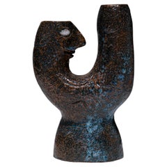Portacandele in terracotta smaltata, anni '70