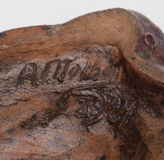 Glazed Earthenware Inkwell of a Crab, Signed Andre Methey, France c. 1900