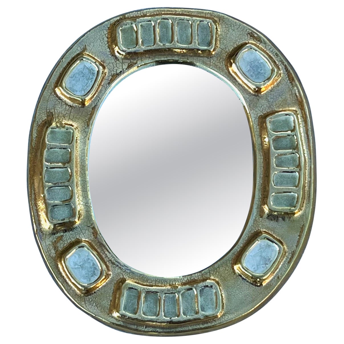Glazed Earthenware Mirror 'Mérida' by Mithé Espelt, France, 1955