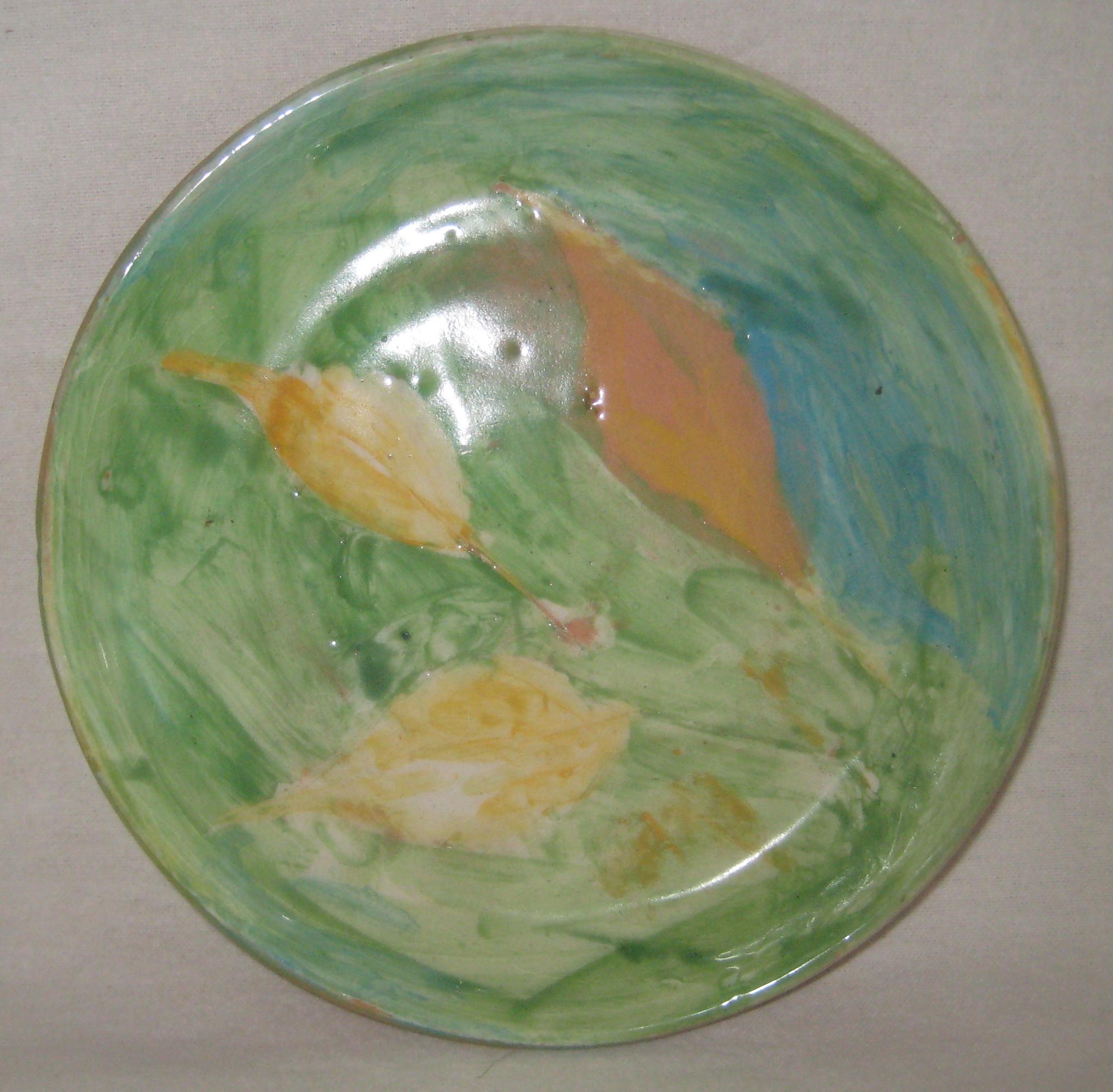English Glazed Earthenware Plate by British Ceramicist Ann Stokes