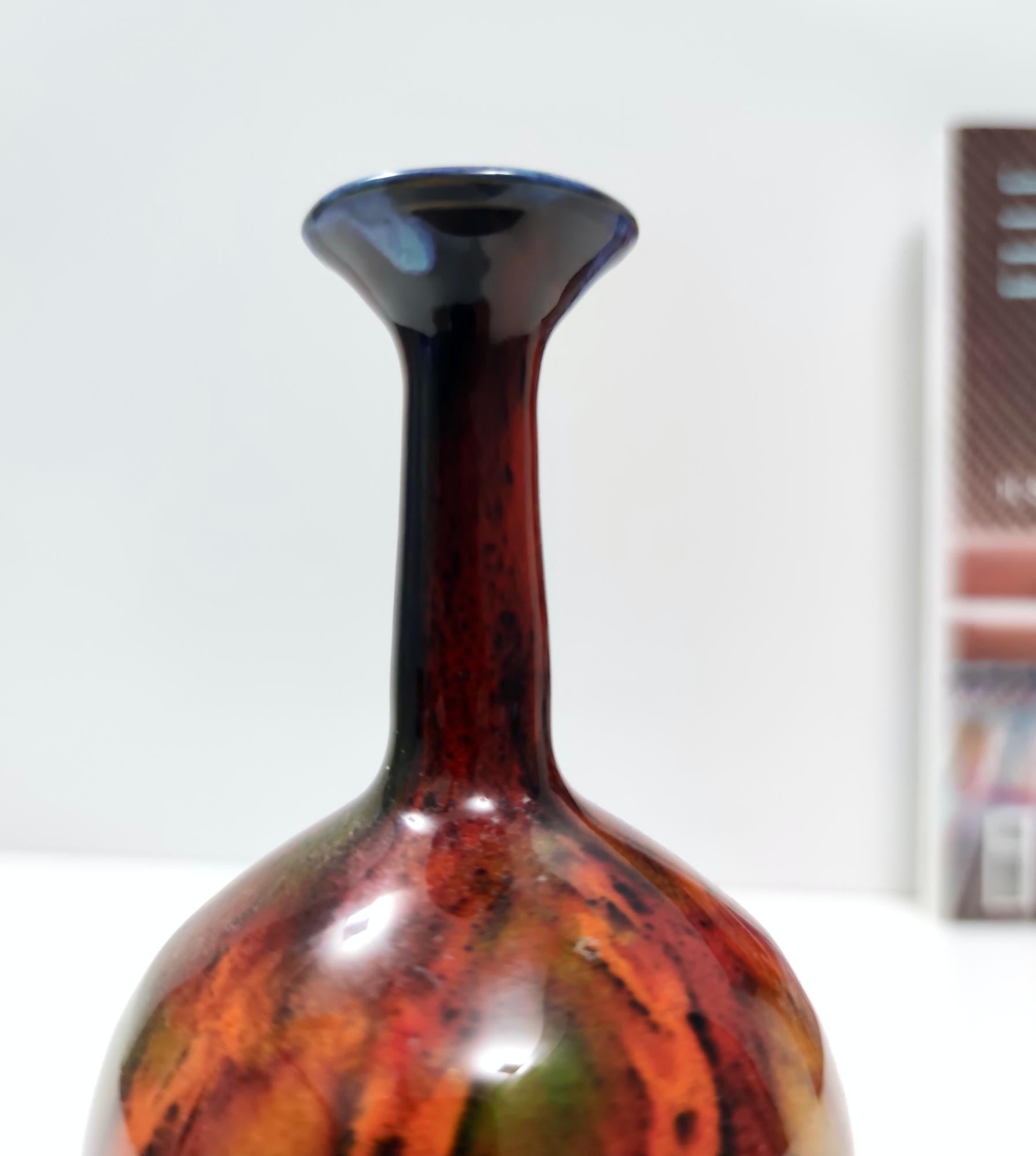 French Glazed Earthenware Vase by Giovanni Poggi for San Giorgio Albisola Ceramics For Sale