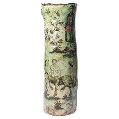 Vase aus glasiertem Steingut, verziert mit fantastischen Tieren von Jérôme Galvin.