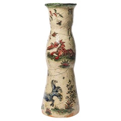 Glazed earthenware vase, decorated with fantastical animals by Jérôme Galvin.
