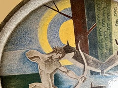 Wandteller aus glasiertem Steingut von Ewald Dahlskog, datiert 1930