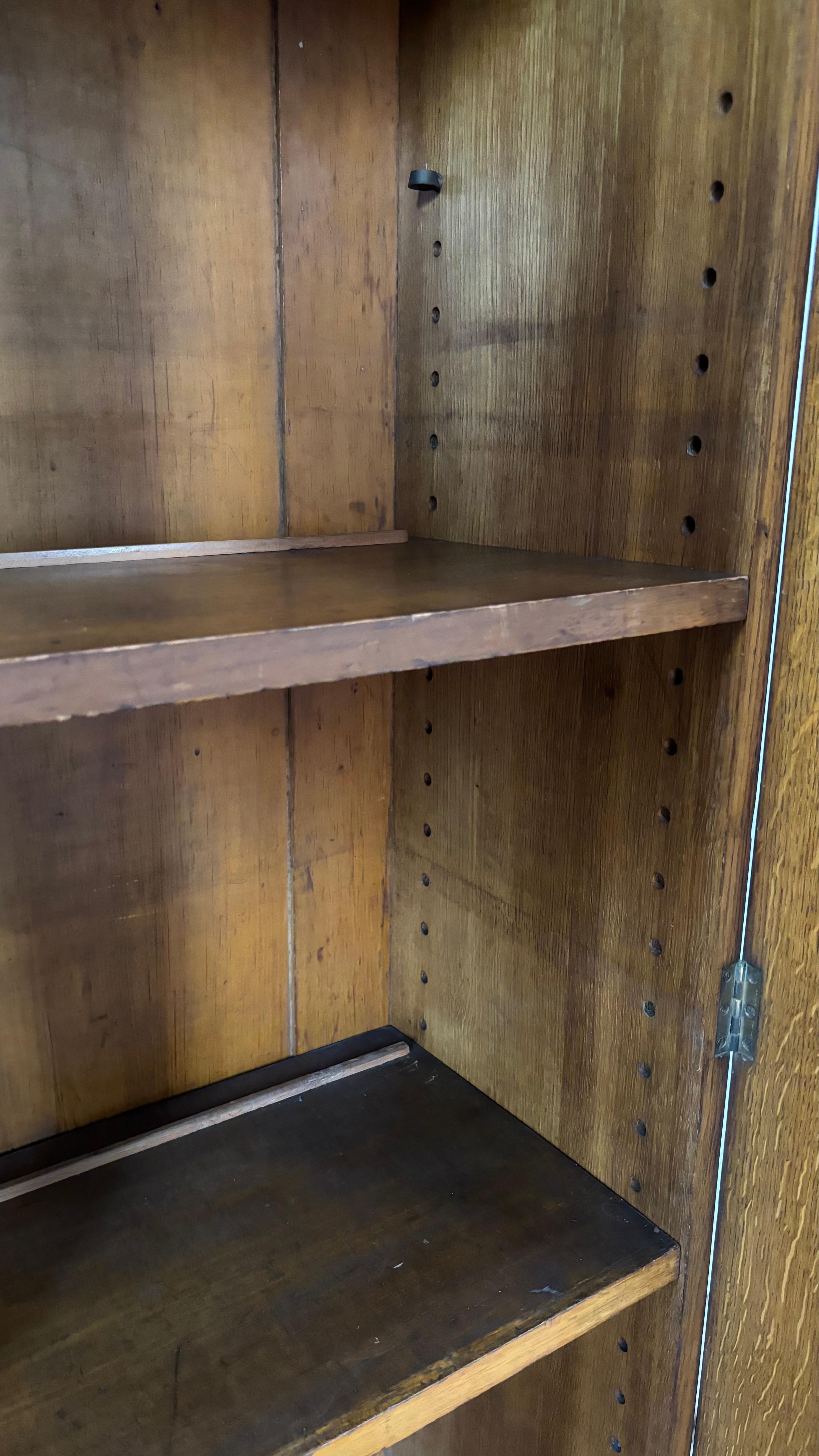 Glazed English Oak Display Bookcase Cabinet, c 1900 For Sale 8
