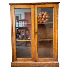 Glazed English Oak Display Bookcase Cabinet, c 1900