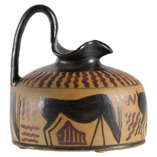 Glazed Grecian-style Pitcher, Ciboure Pottery, France, 1920s For Sale