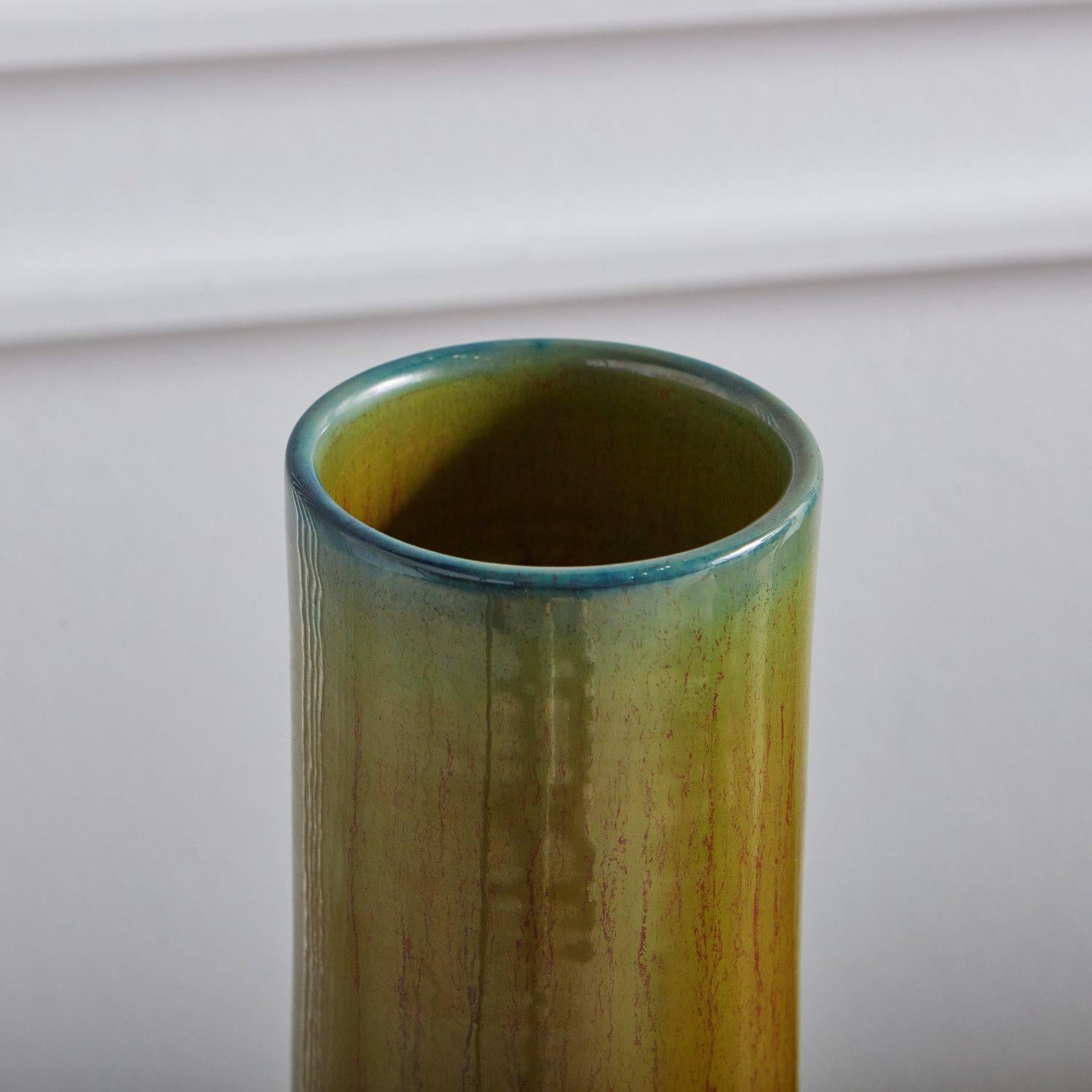 Glasierte grüne Keramikvase, Italien, 2004 (Italienisch)