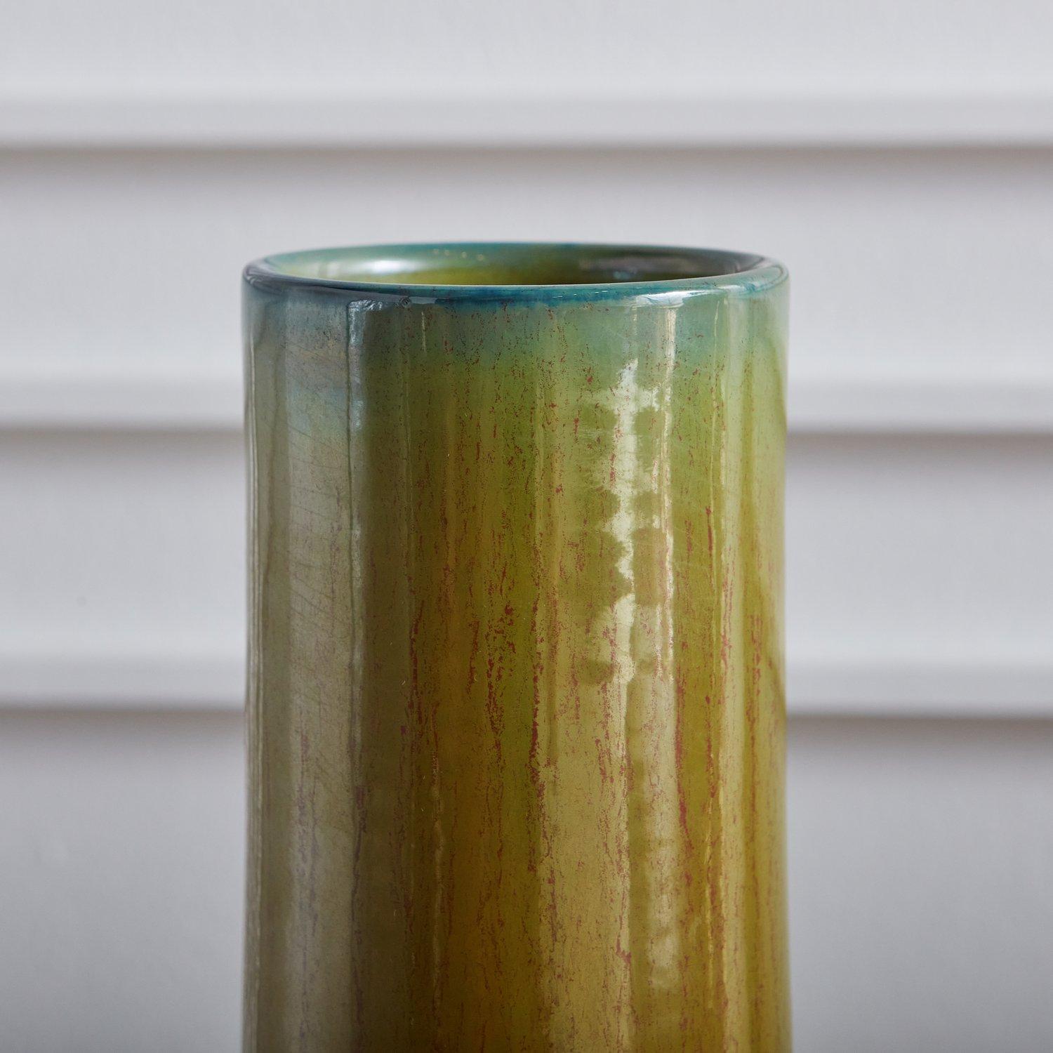 Glasierte grüne Keramikvase, Italien, 2004 1
