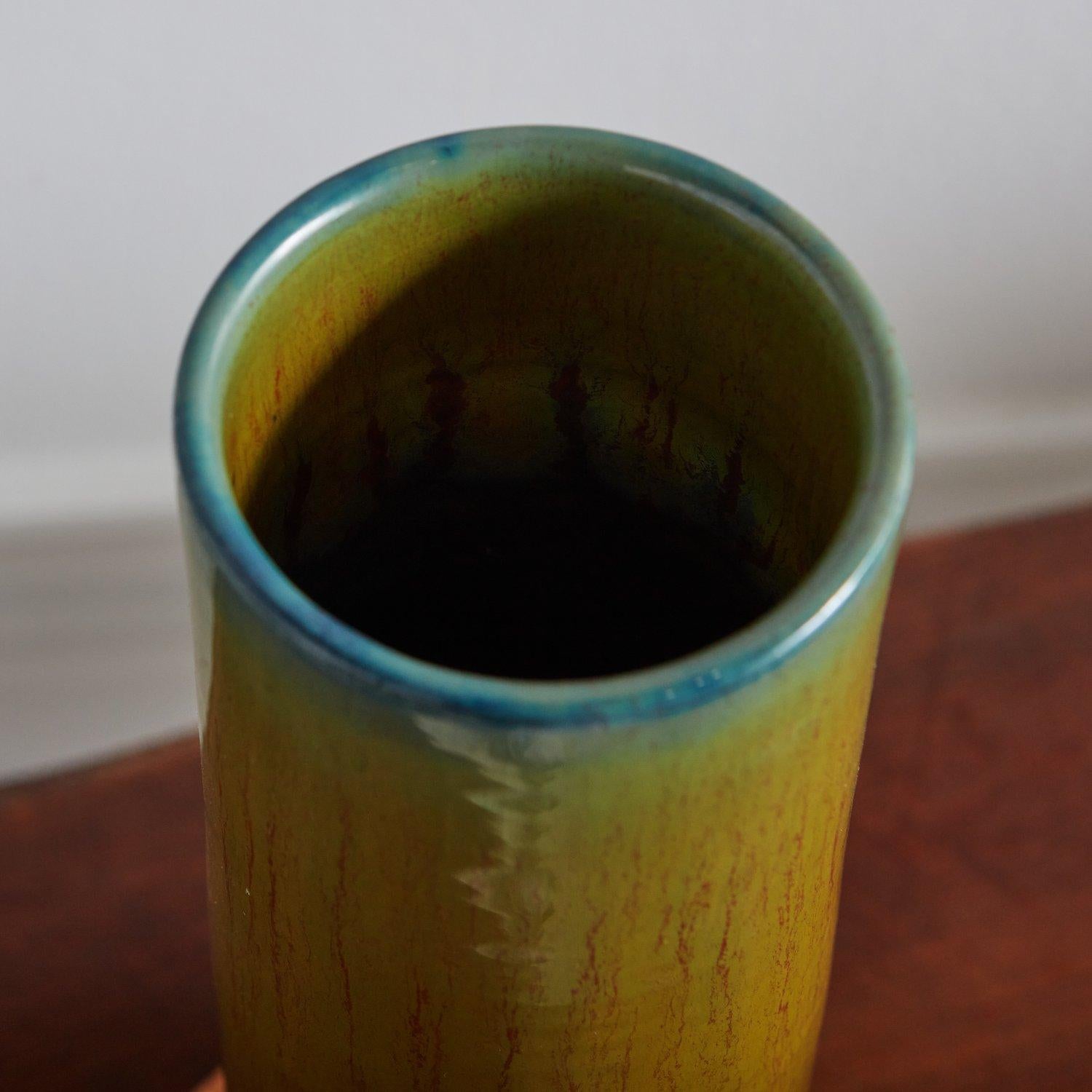 Glazed Green Ceramic Vase, Italy, 2004 3