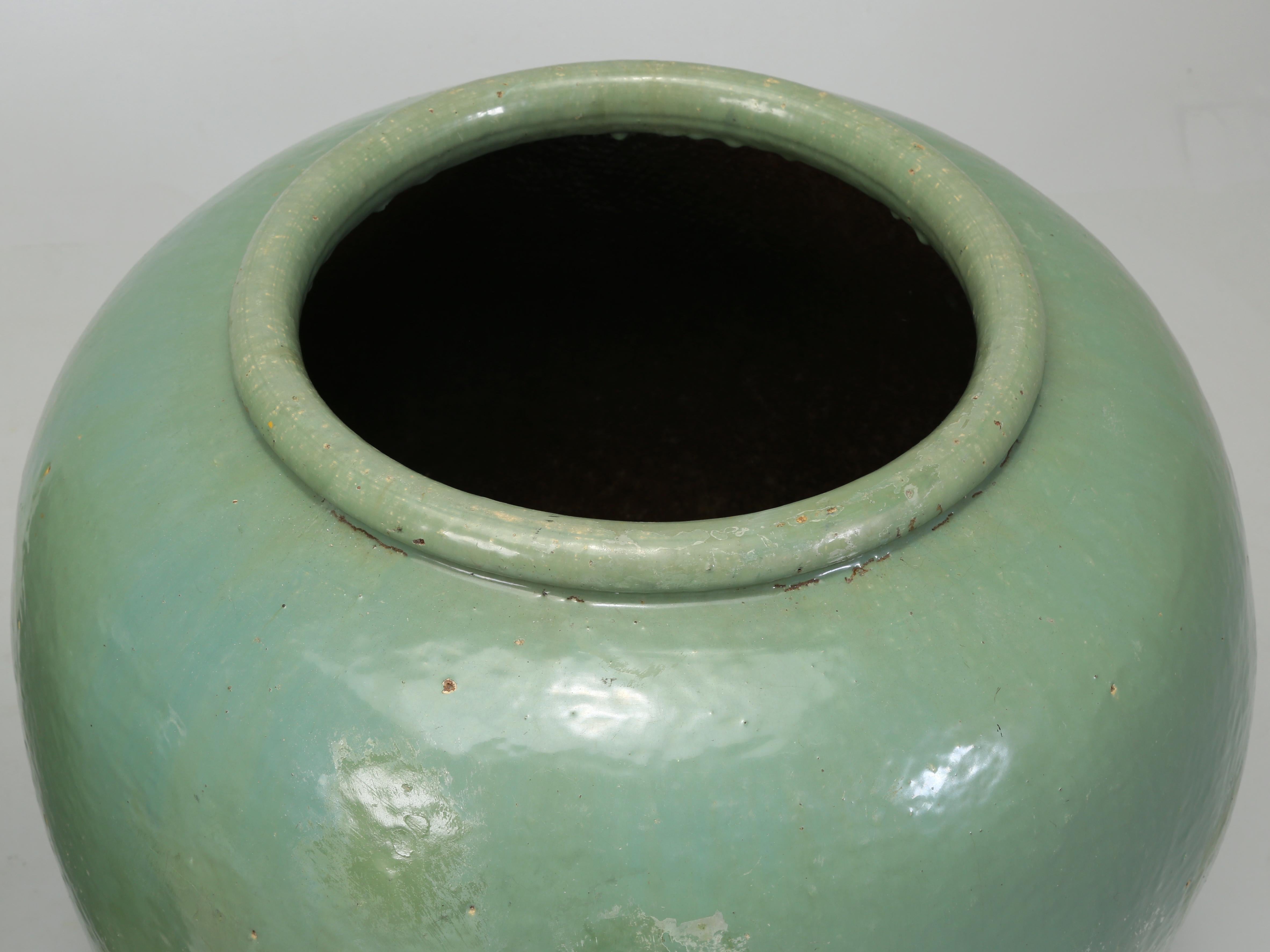 Glazed Green Vintage Garden Planters Imported from Ireland We'd call a Near Pair 7
