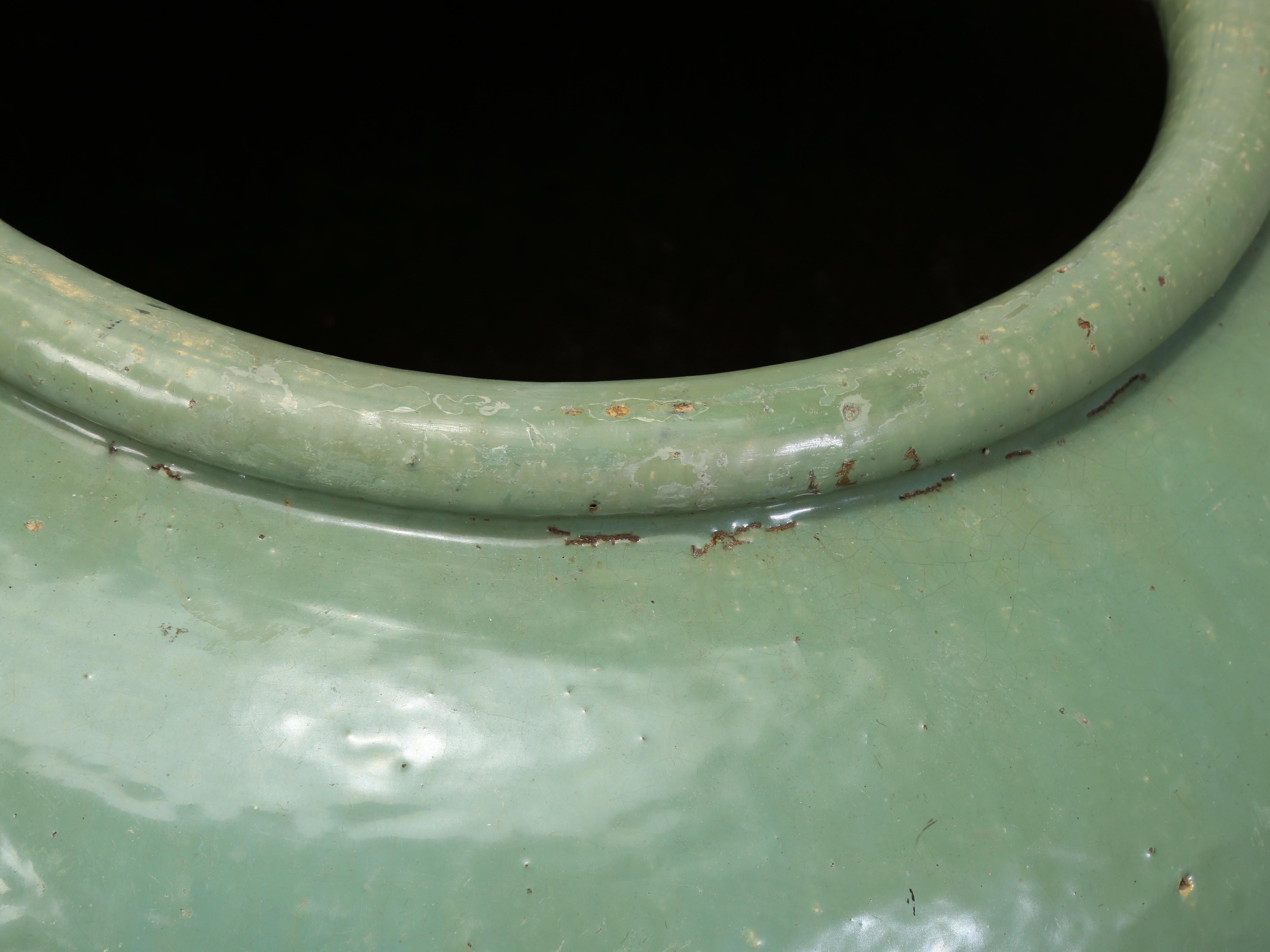 Glazed Green Vintage Garden Planters Imported from Ireland We'd call a Near Pair 8