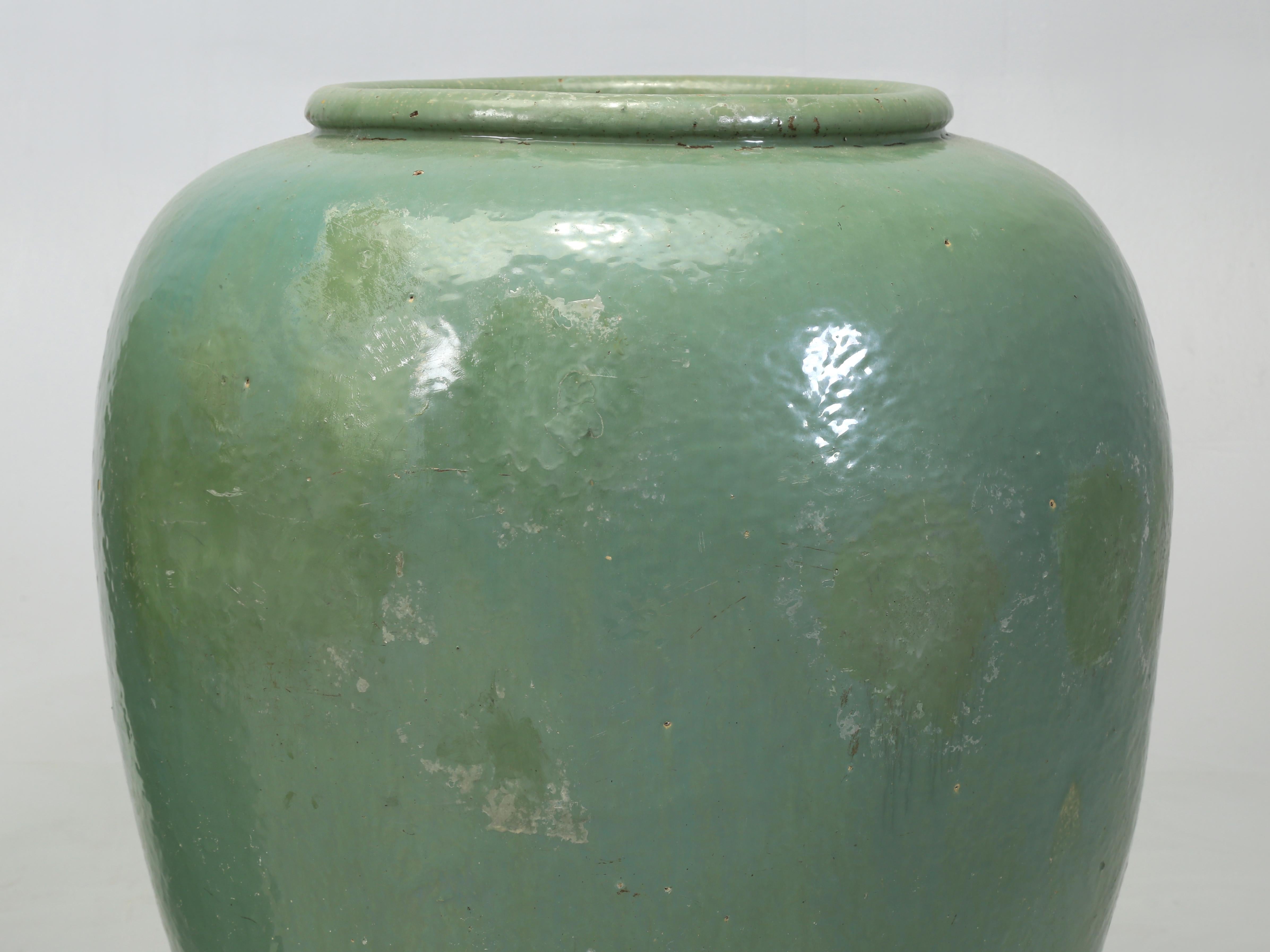Glazed Green Vintage Garden Planters Imported from Ireland We'd call a Near Pair 10