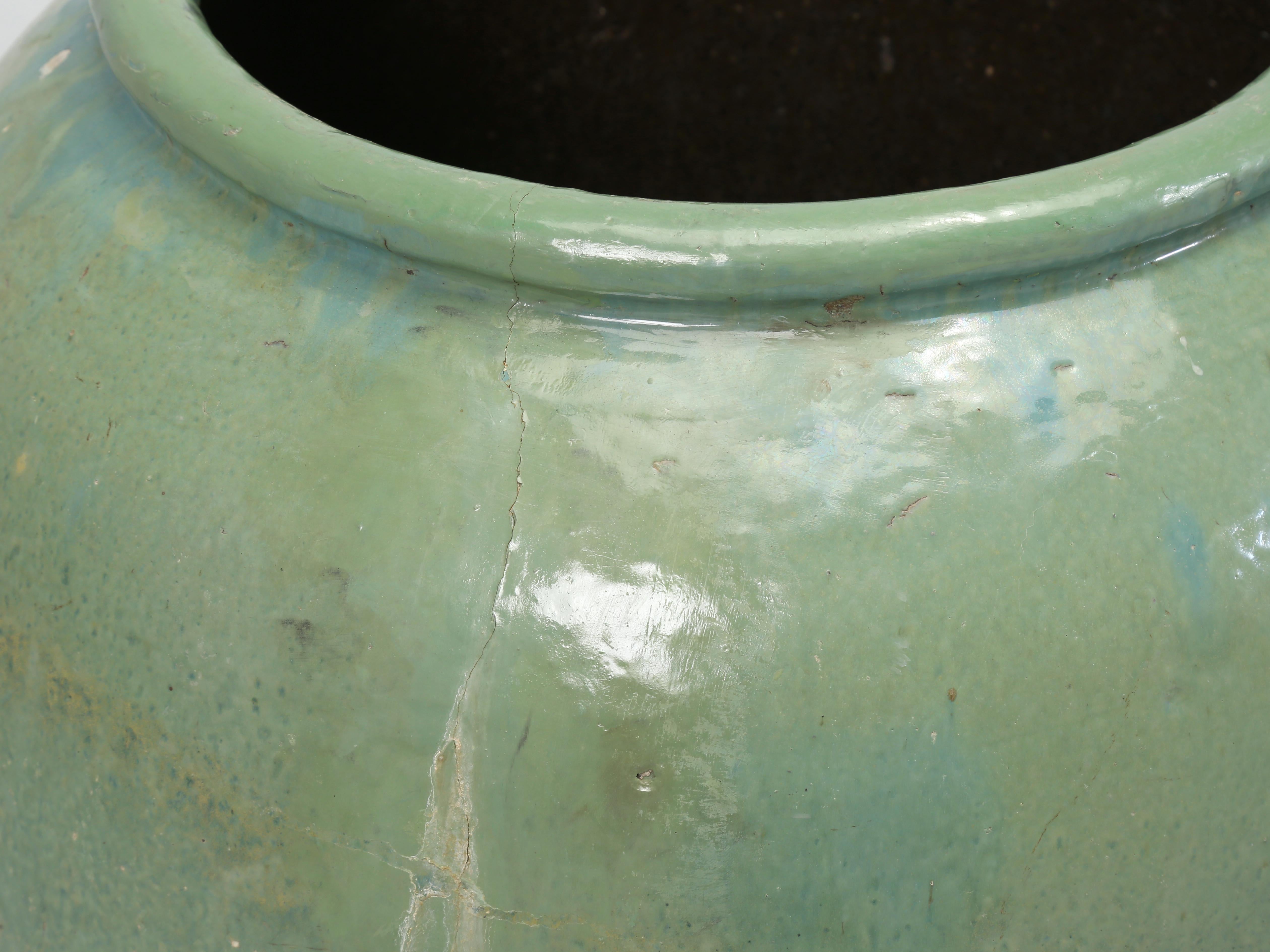 Glazed Green Vintage Garden Planters Imported from Ireland We'd call a Near Pair 1