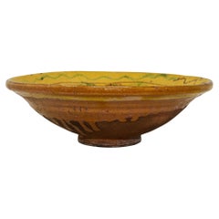 Glazed Islamic Hispano-Moresque Earthenware Dish Yellow Bowl