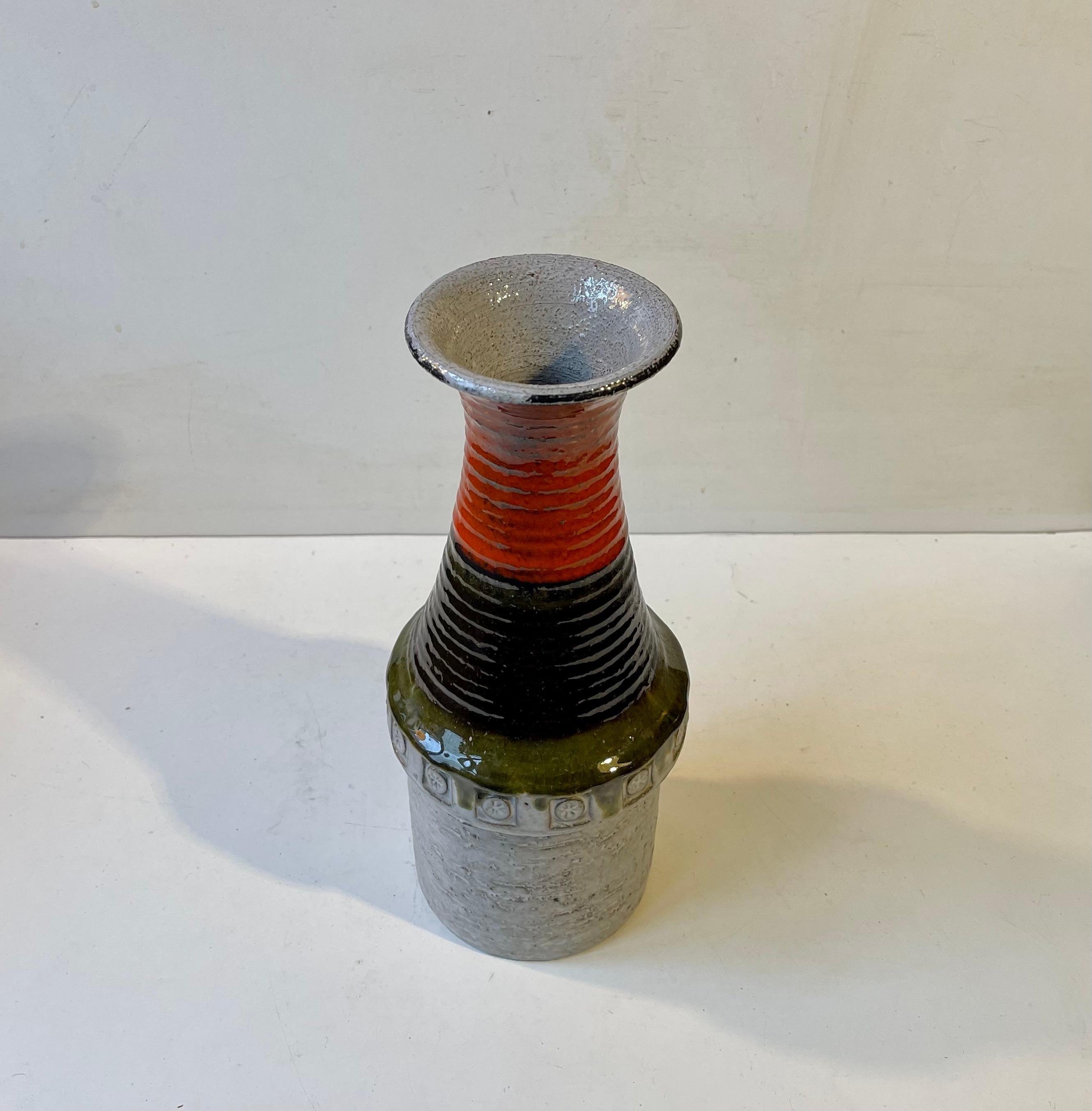Mid-Century Modern Vernissé  Vase italien en grès Chamotte attribué à Aldo Londi pour Bitossi en vente