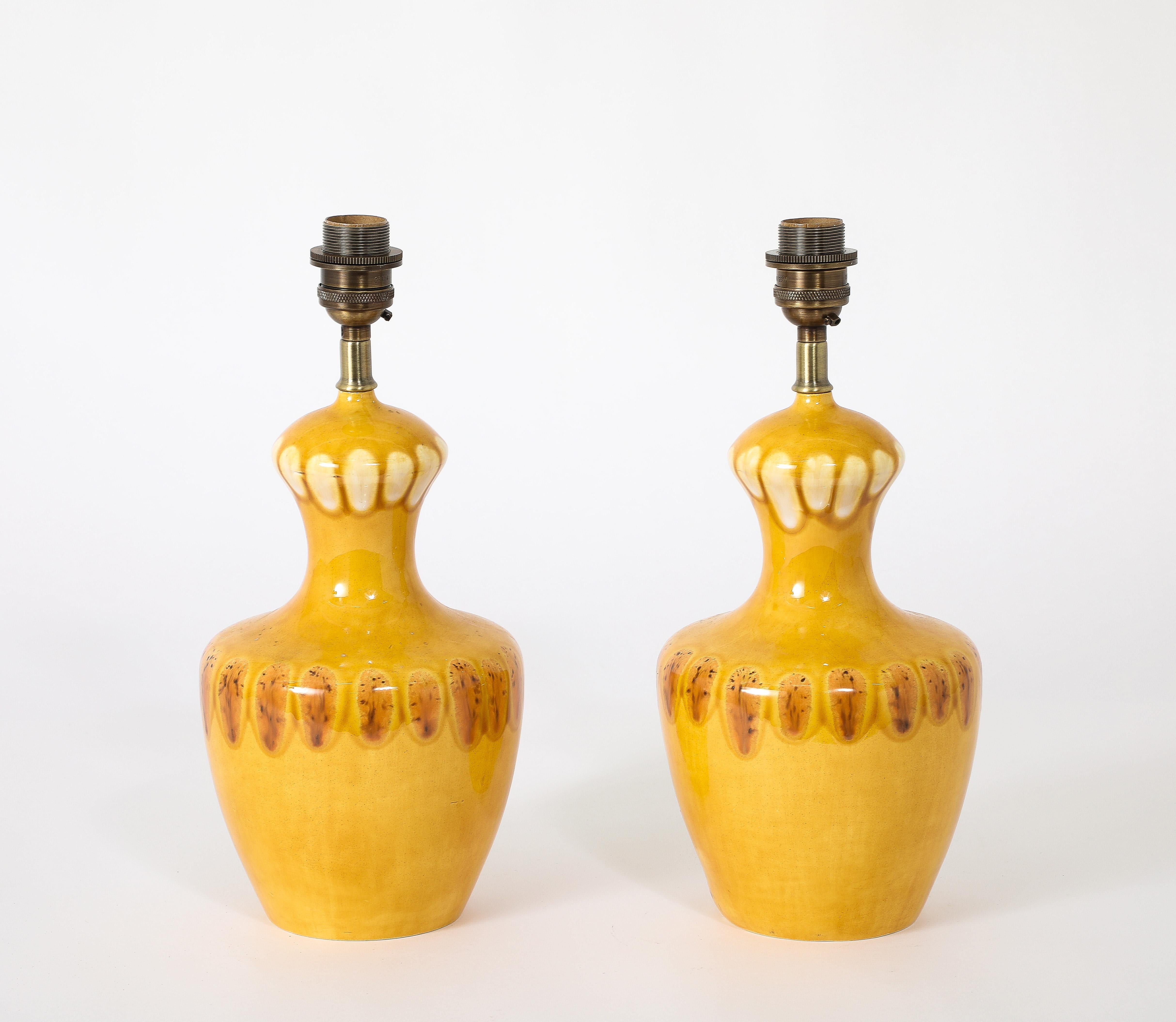 Glazed Italian Table Lamps, Italy 1950's For Sale 5